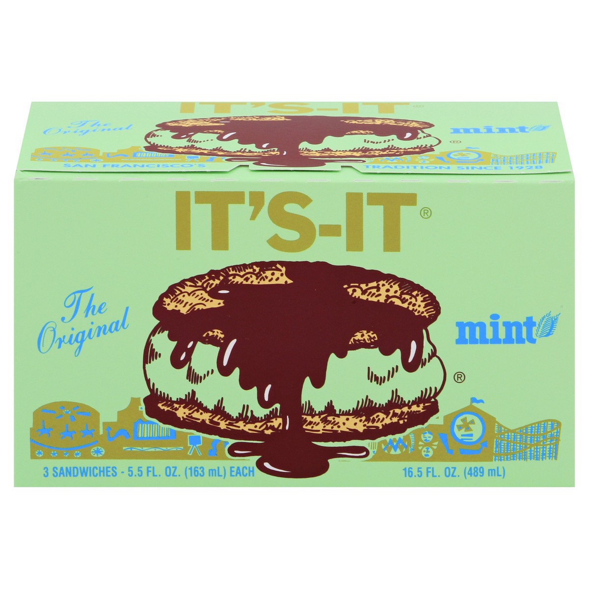 slide 1 of 1, It's-It IT's IT Mint Ice Cream Sandwich, 16.5 oz