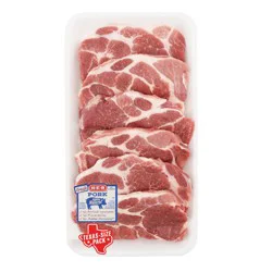 H-E-B Boneless Boston Butt Pork Steaks - Texas-Size Pack