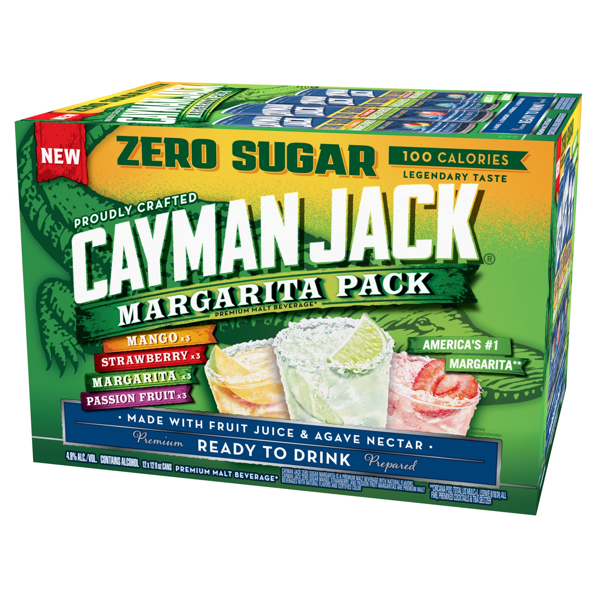 slide 3 of 10, Cayman Jack Zero Sugar Variety Pack, 12 Pack, 12 fl oz Cans, 4.8% ABV, 12 ct; 12 fl oz