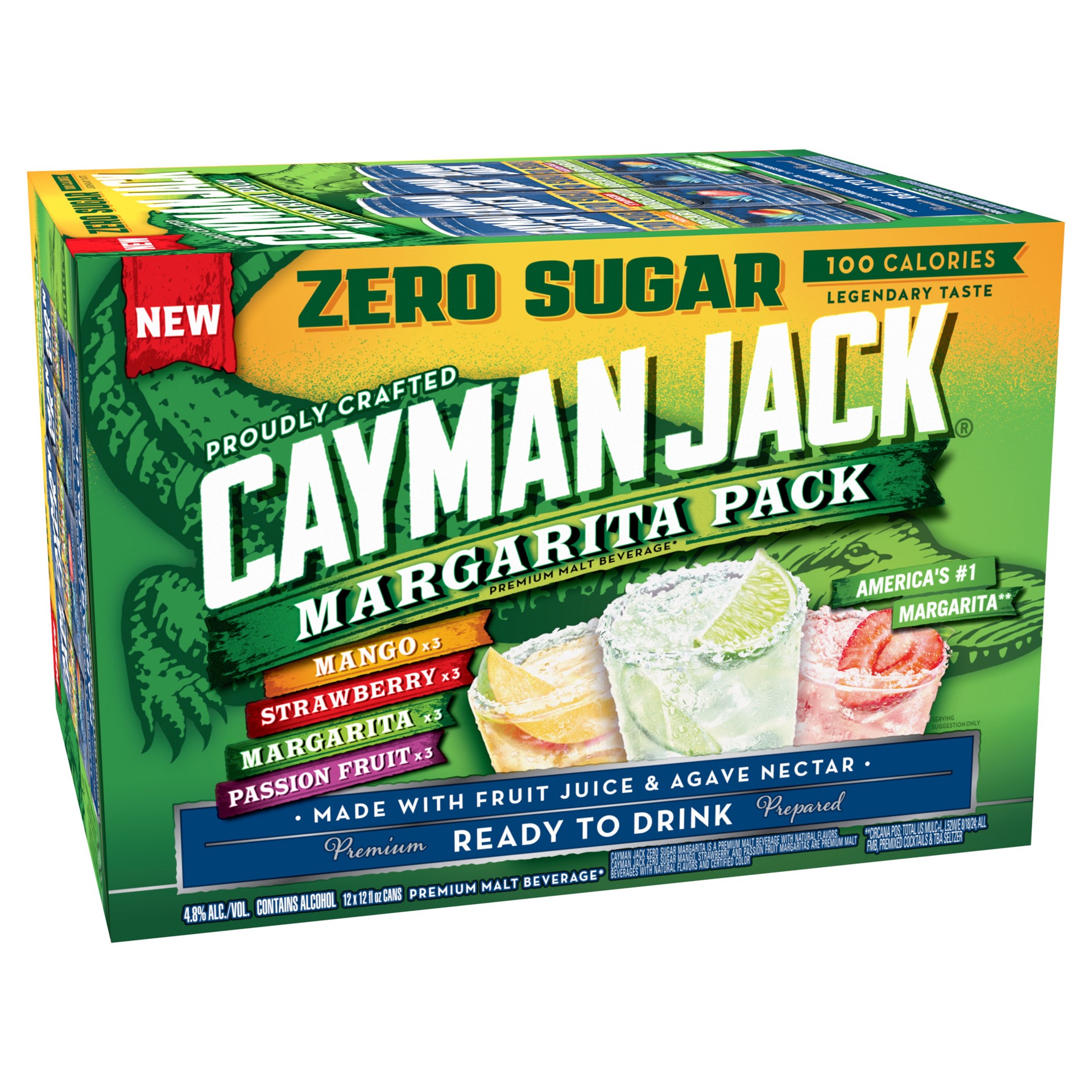 slide 10 of 10, Cayman Jack Zero Sugar Variety Pack, 12 Pack, 12 fl oz Cans, 4.8% ABV, 12 ct; 12 fl oz