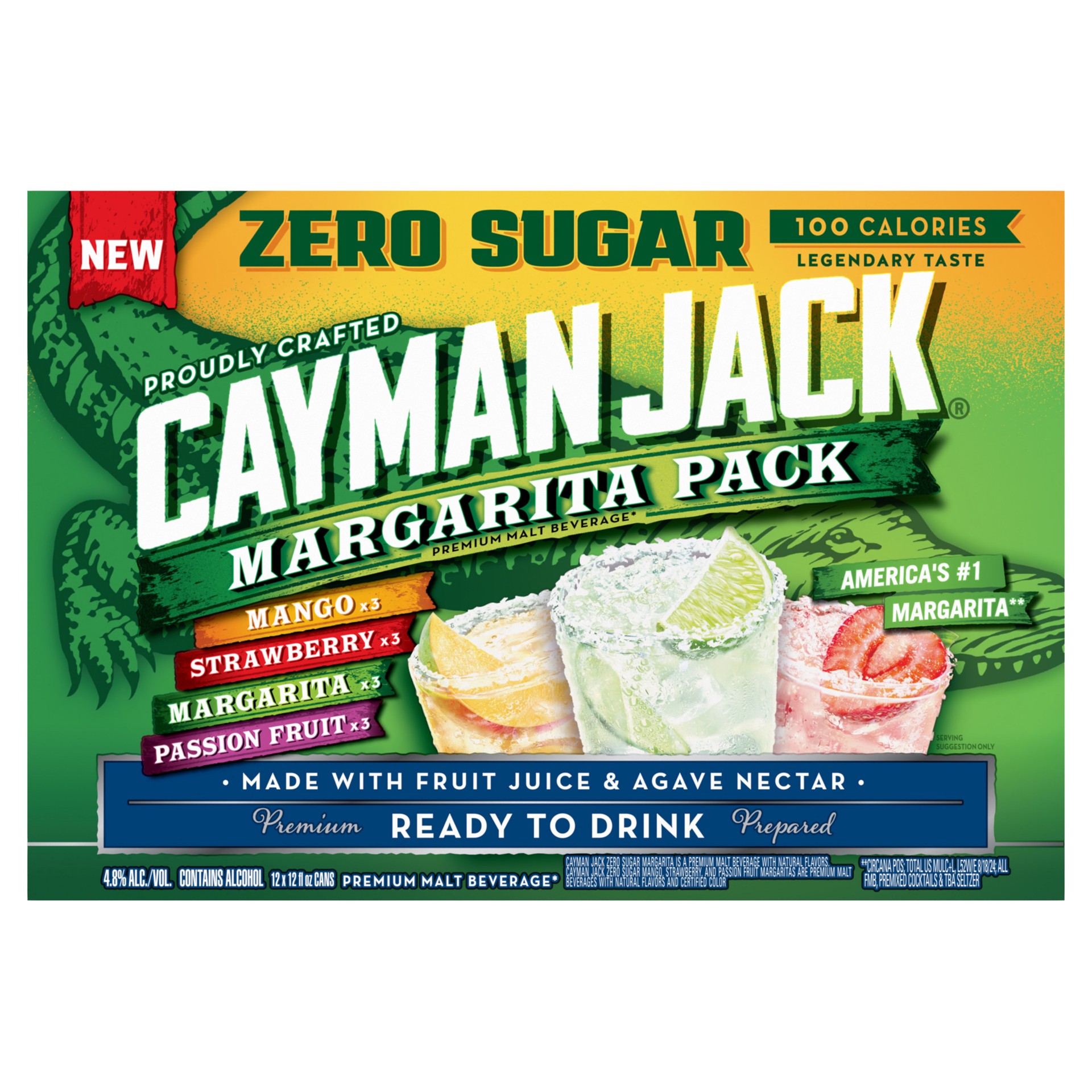 slide 9 of 10, Cayman Jack Zero Sugar Variety Pack, 12 Pack, 12 fl oz Cans, 4.8% ABV, 12 ct; 12 fl oz