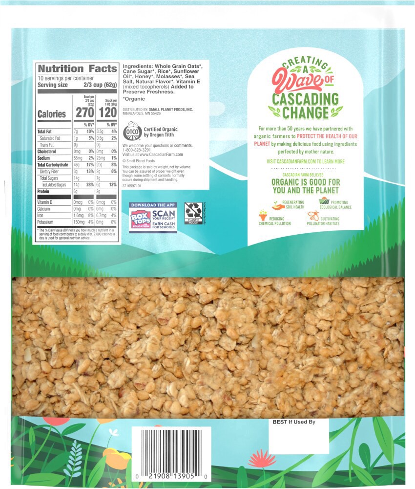 slide 2 of 2, Cascadian Farm™ Organic Oats and Honey Family Size Granola Bag, 22 oz