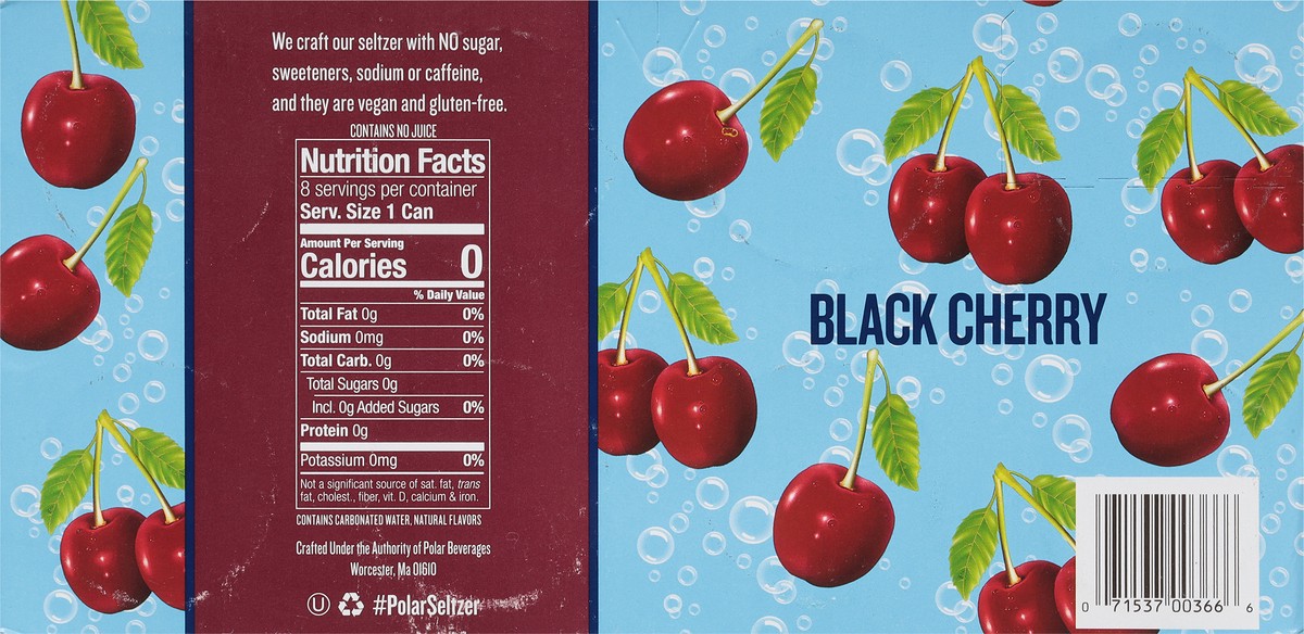 slide 4 of 9, Polar Calorie-Free Black Cherry Seltzer 8 - 12 fl oz Cans, 8 ct