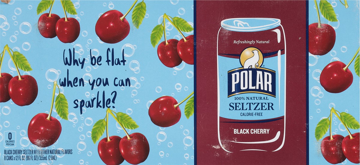 slide 3 of 9, Polar Calorie-Free Black Cherry Seltzer 8 - 12 fl oz Cans, 8 ct