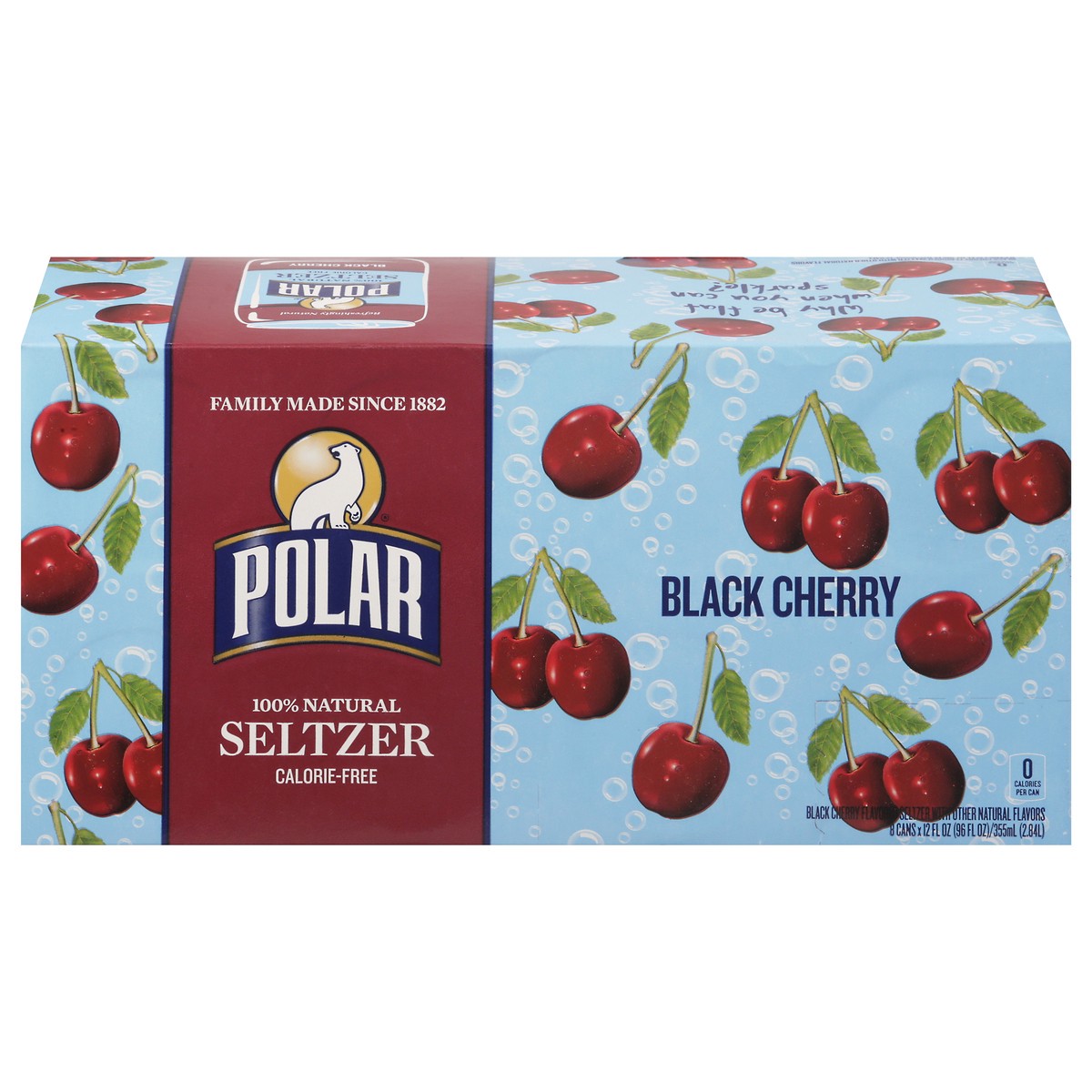 slide 1 of 9, Polar Calorie-Free Black Cherry Seltzer 8 - 12 fl oz Cans, 8 ct