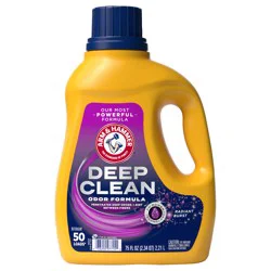 ARM & HAMMER Deep Clean Odor Formula Liquid Laundry Detergent, Radiant Burst Scent, 75 Fl Oz, 50 Loads