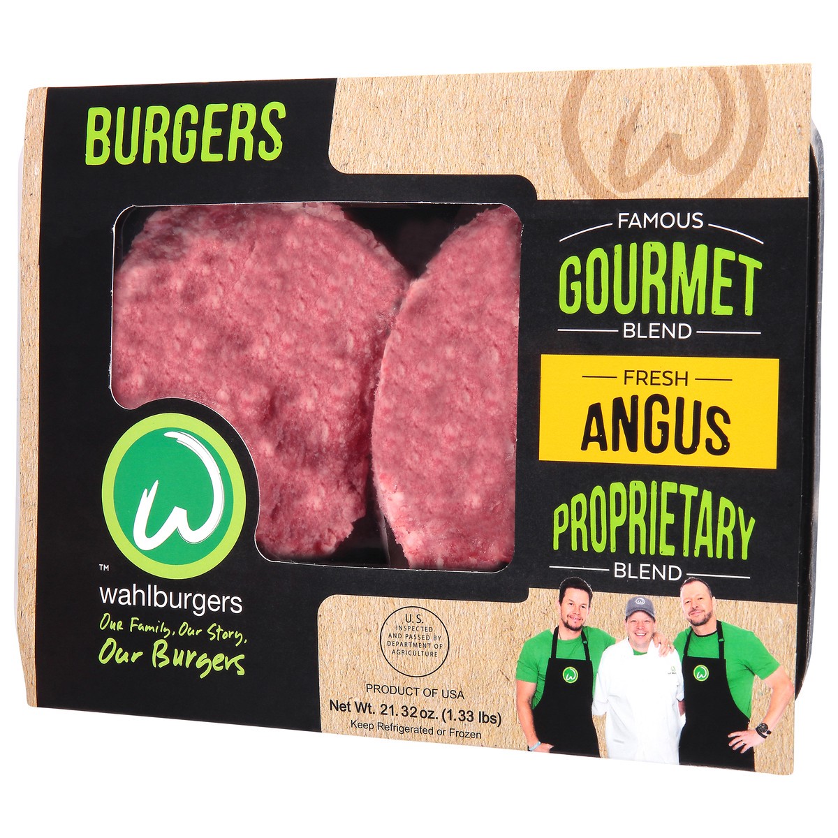 slide 3 of 9, Wahlburgers Fresh Angus Famous Gourmet Blend Burgers 21.32 oz, 21.32 oz