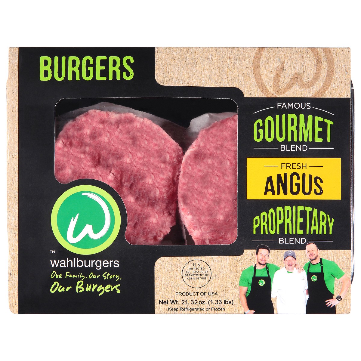 slide 1 of 9, Wahlburgers Fresh Angus Famous Gourmet Blend Burgers 21.32 oz, 21.32 oz