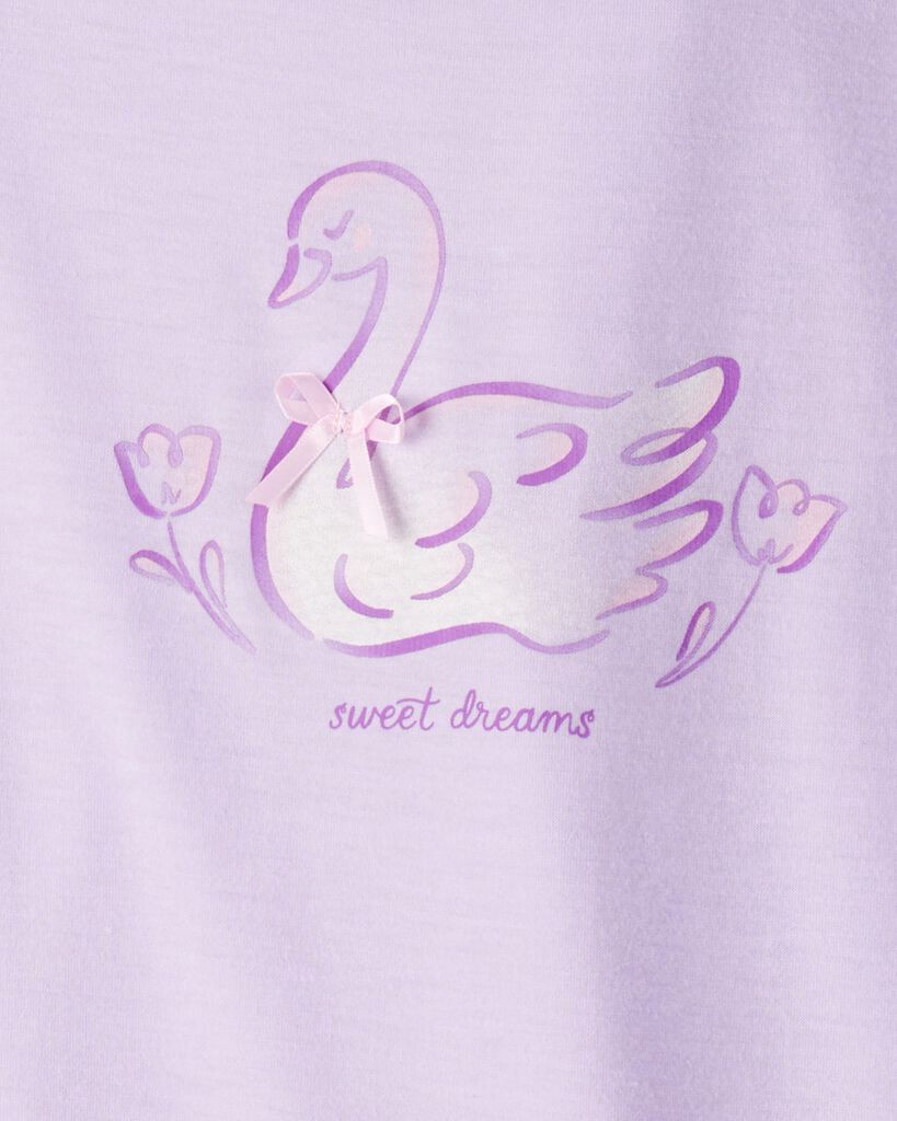 slide 2 of 4, Carter's Girls Swan Floral Loose Fit Night Gown - Purple/White White/Lavender 6-7, 1 ct