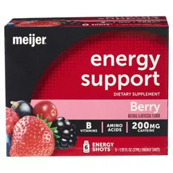 Meijer Energy Support Shots Regular Strength Berry, 6 pack