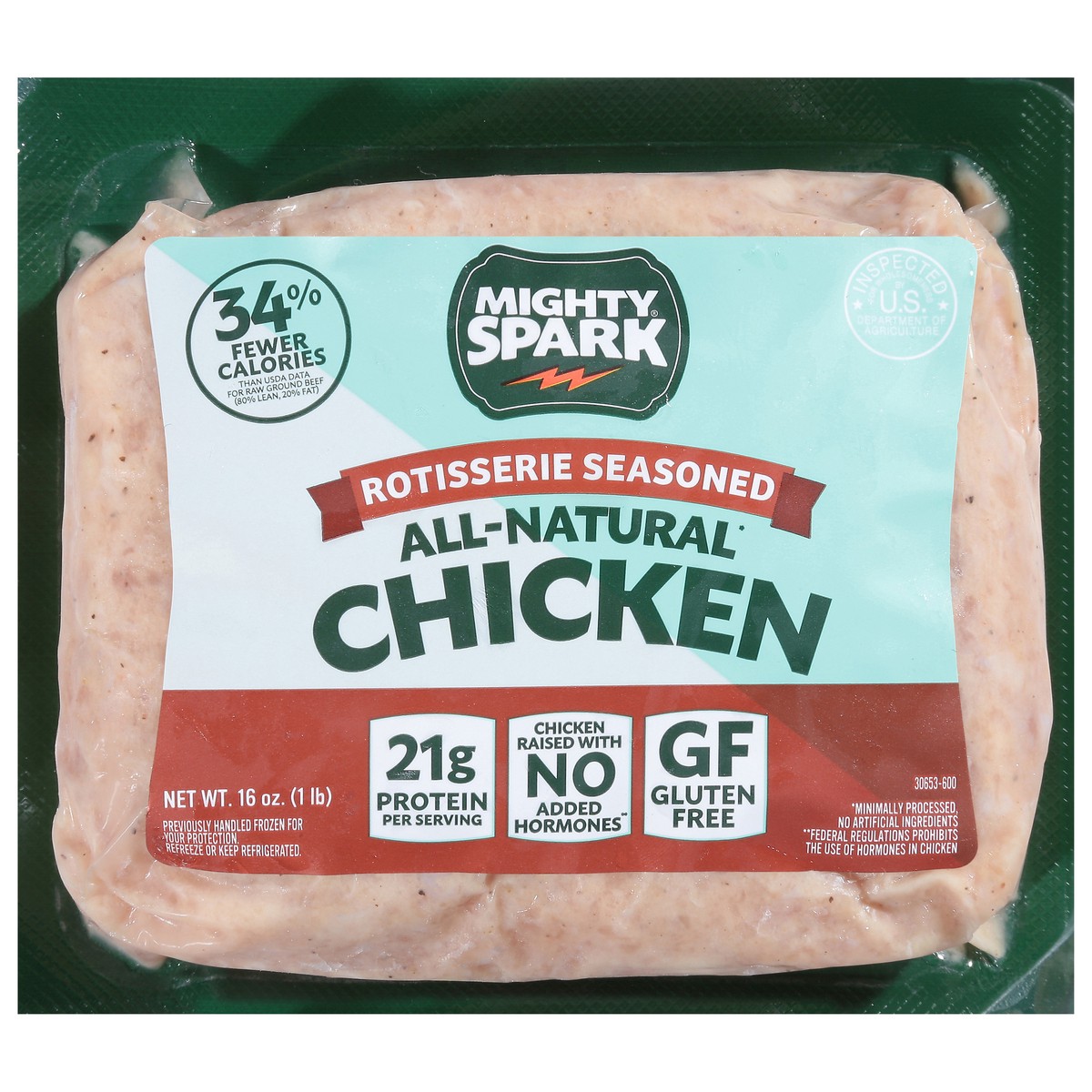 slide 1 of 13, Mighty Spark All-Natural Rotisserie-Seasoned Ground Chicken 16 oz, 1 ct