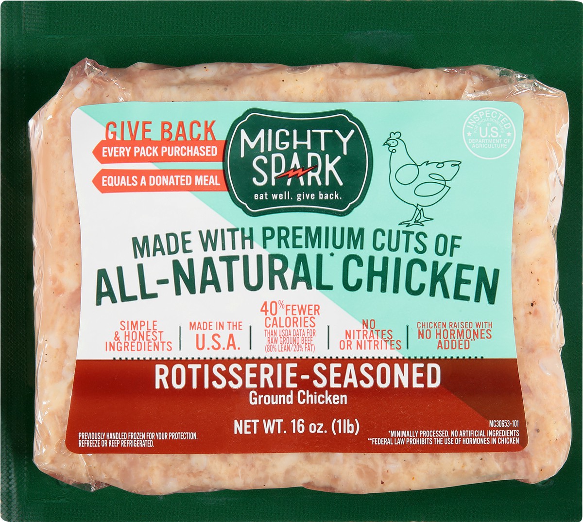 slide 12 of 13, Mighty Spark All-Natural Rotisserie-Seasoned Ground Chicken 16 oz, 1 ct