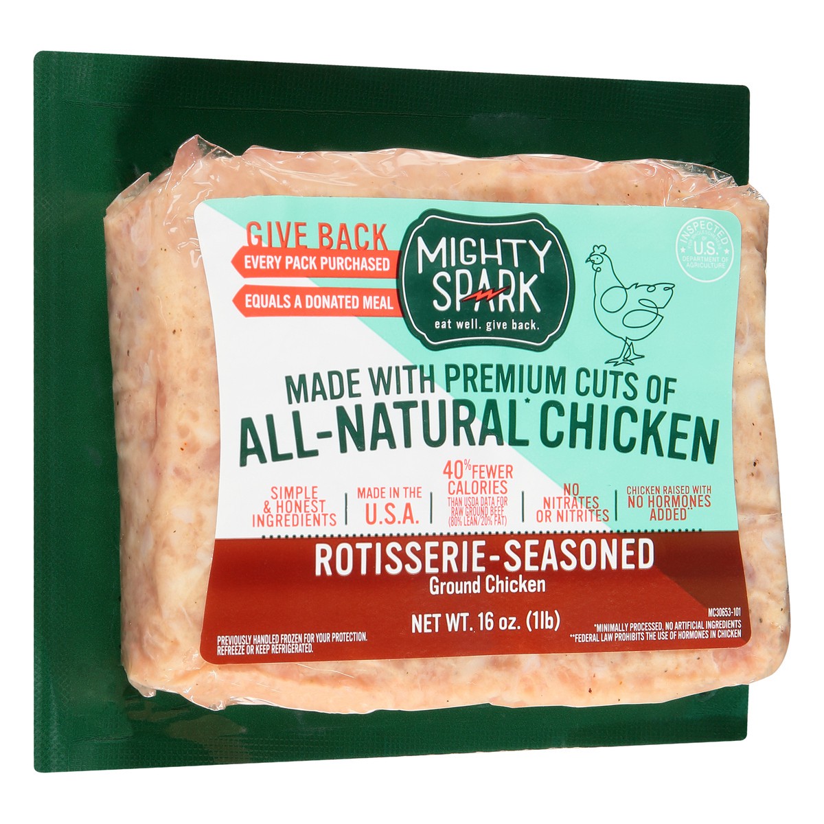 slide 3 of 13, Mighty Spark All-Natural Rotisserie-Seasoned Ground Chicken 16 oz, 1 ct