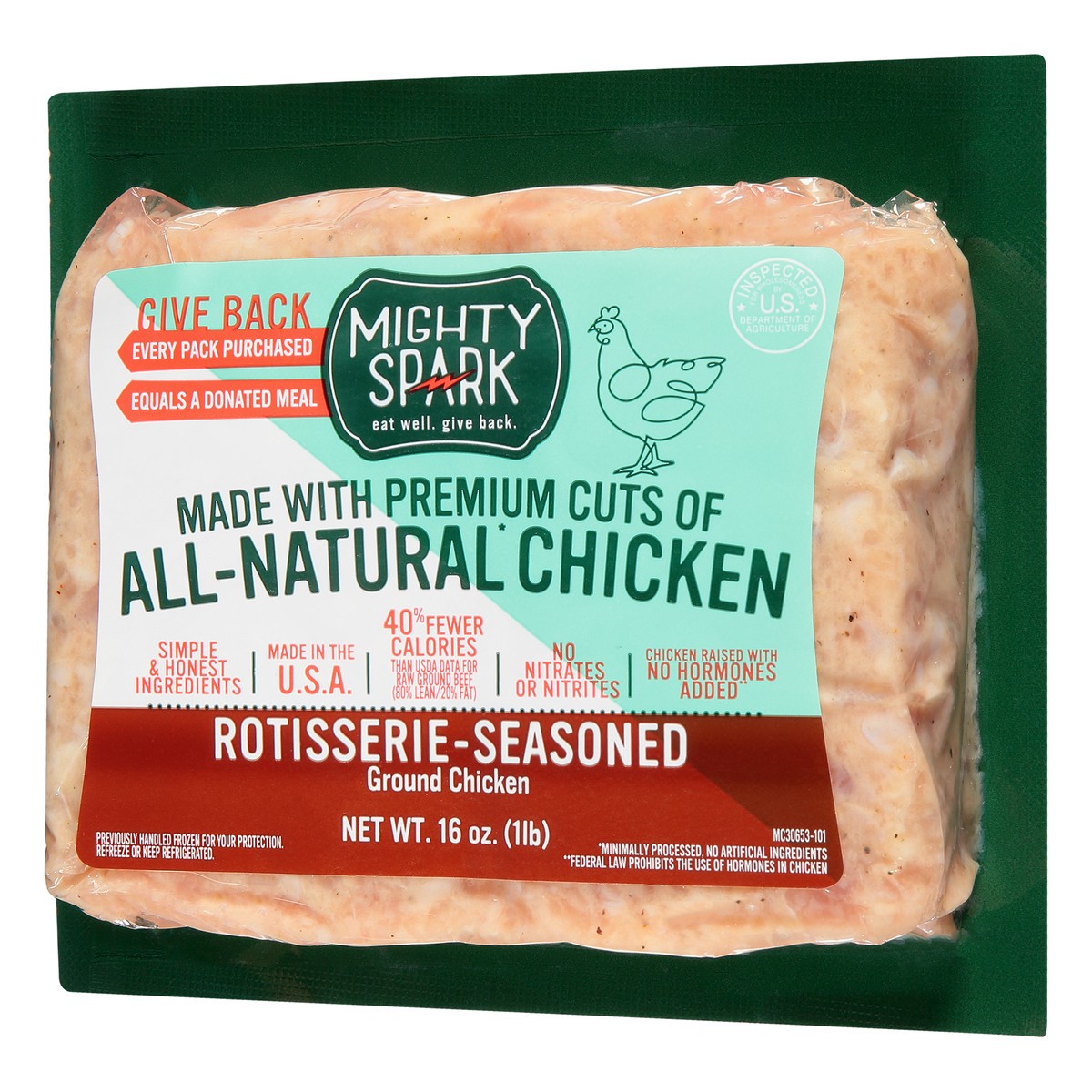 slide 5 of 13, Mighty Spark All-Natural Rotisserie-Seasoned Ground Chicken 16 oz, 1 ct