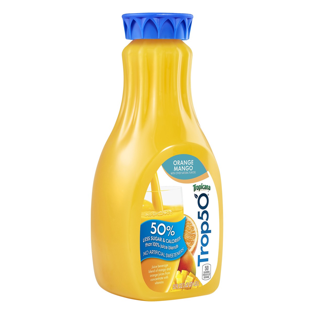 slide 5 of 9, Tropicana Trop50 Juice Beverage Orange Mango 52 Fl Oz Bottle, 52 oz