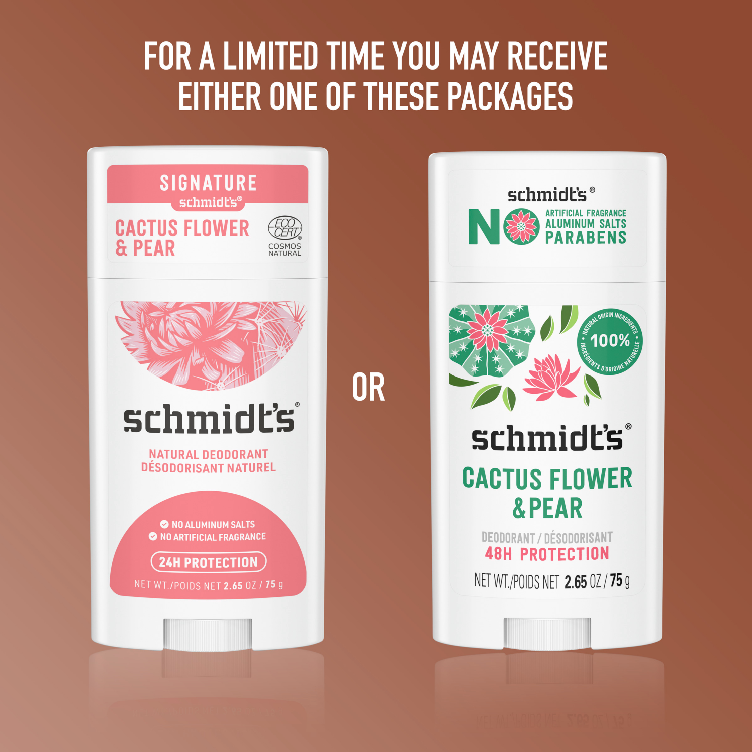 slide 5 of 5, Schmidt's 100% Natural Origin Ingredient Deodorant Stick Cactus Flower & Pear, 2.65 oz