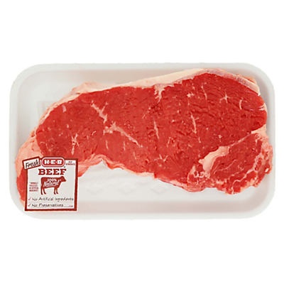 slide 1 of 1, H-E-B New York Strip Steak Thick, per lb
