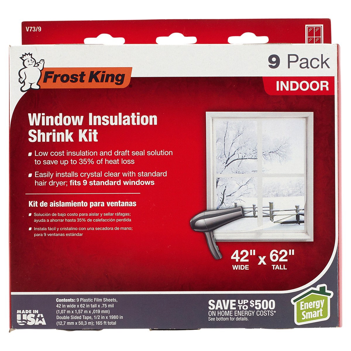 slide 1 of 5, Frost King Standard Size Shrink Window Insulation Kit, 42 in x 62 in