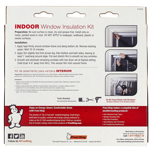 slide 3 of 5, Frost King Standard Size Shrink Window Insulation Kit, 42 in x 62 in