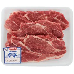 H-E-B Bone-in Boston Butt Pork Steaks, Thick Cut - Value Pack