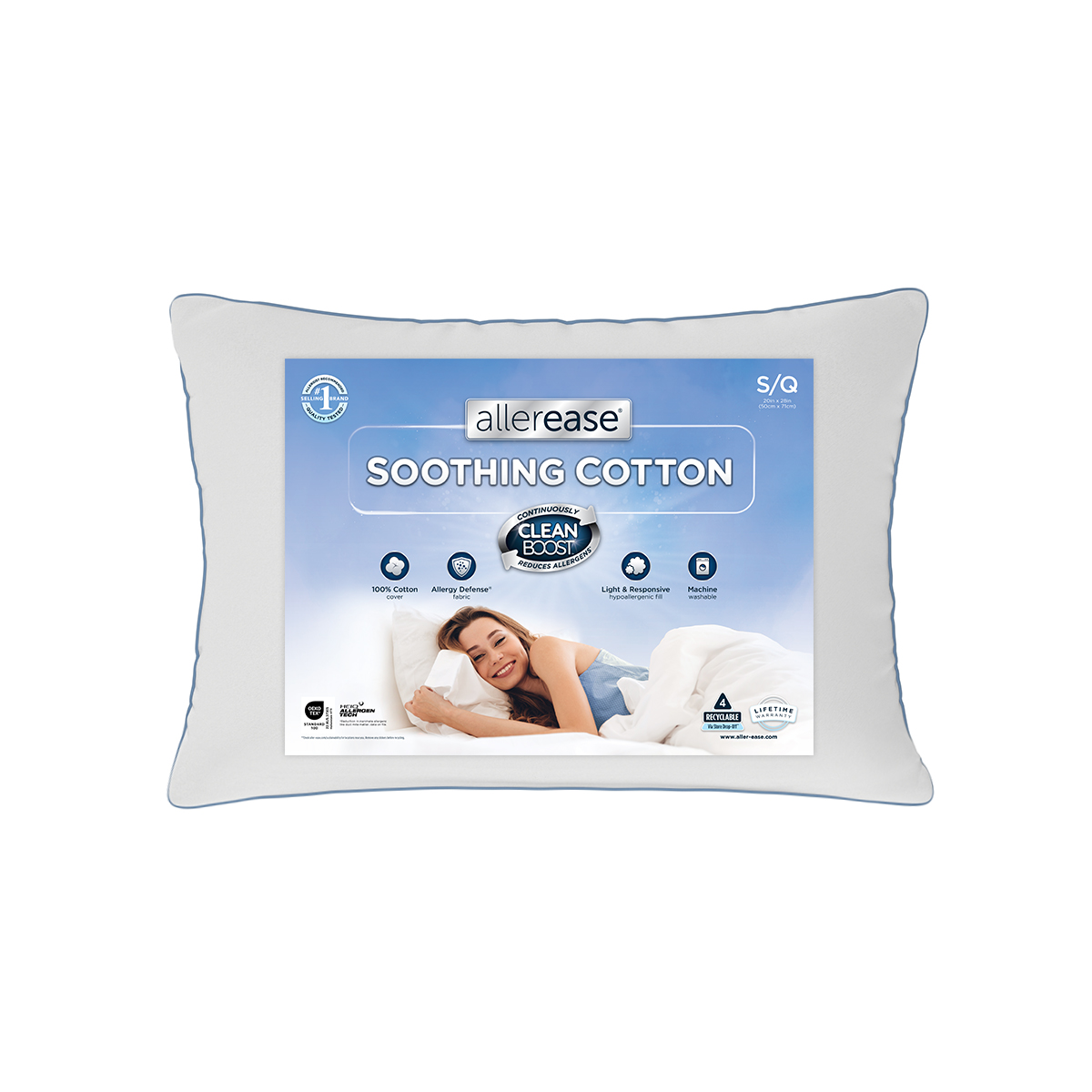 slide 1 of 17, Allerease Clean Boost Bed Pillow Standard/Queen, standard