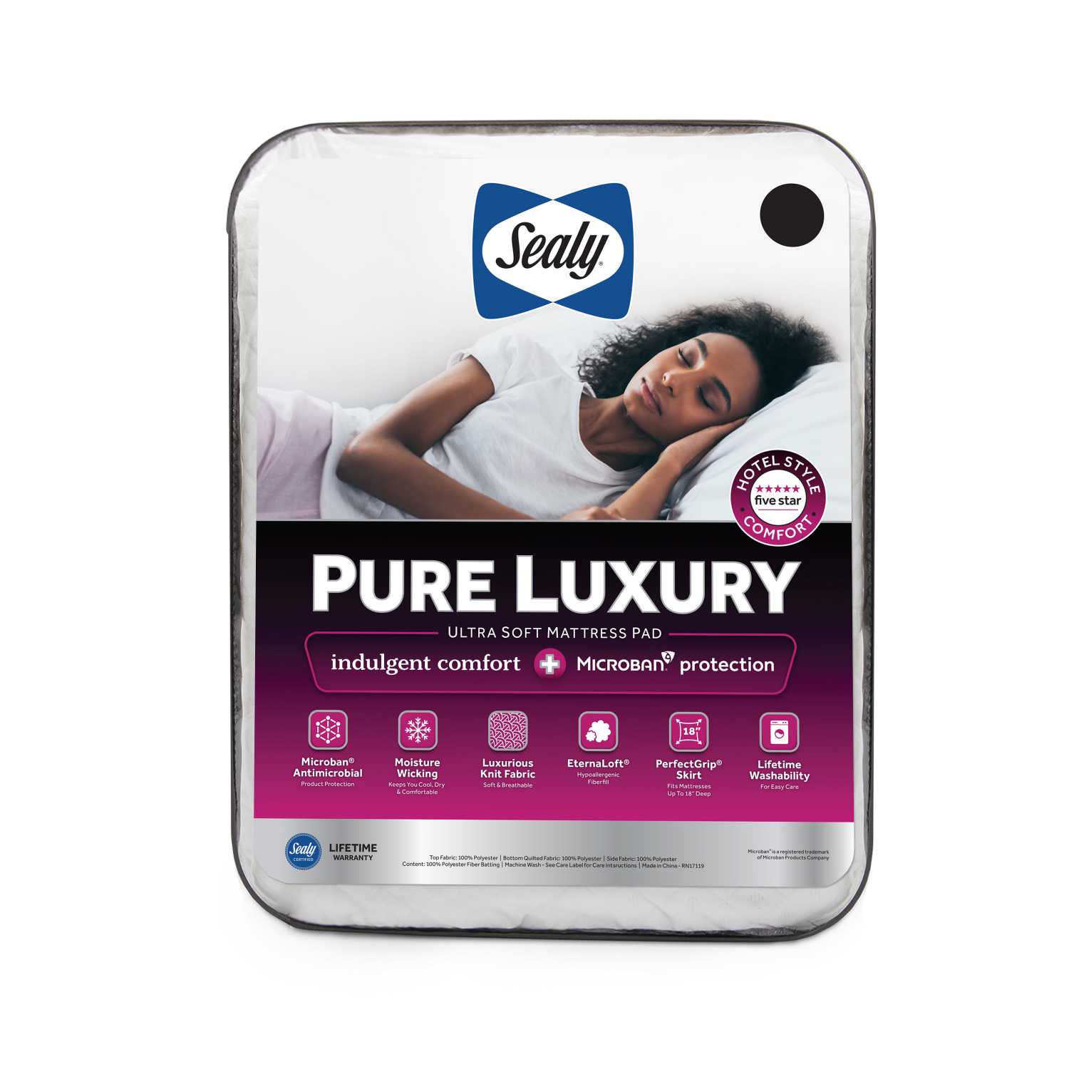 slide 1 of 4, Sealy Pure Luxury Mattress Pad King, 1 ct