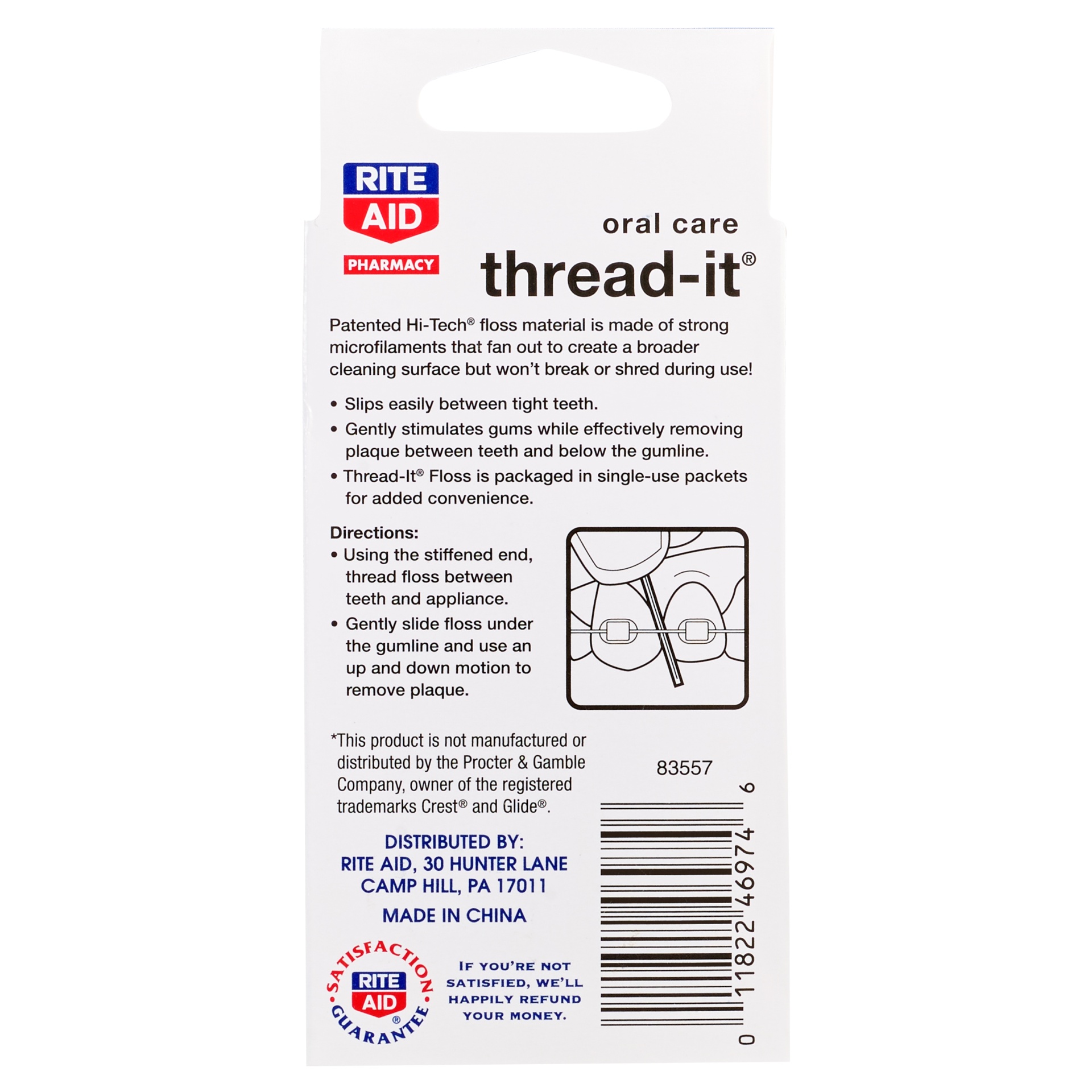 slide 3 of 3, Rite Aid Oral Care Thread-It Floss, 30 ct