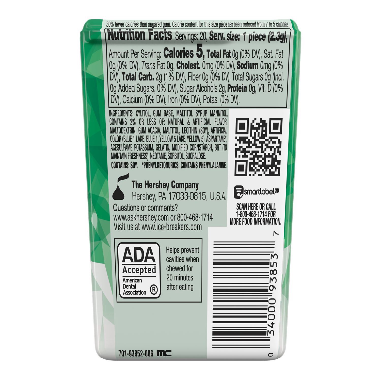 slide 2 of 2, Ice Breakers Ice Cubes Thin Pack Sugar Free Spearmint Gum 20 ea, 1 ct