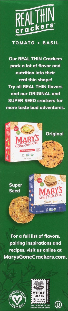 slide 4 of 12, Mary's Gone Crackers Gluten Free Real Thin Cracker Tomato Basil, 5 oz