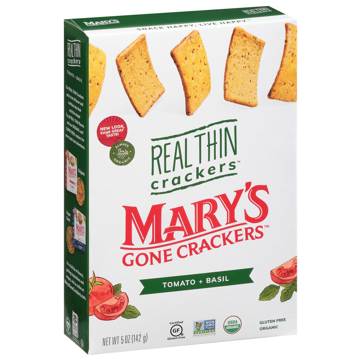 slide 5 of 12, Mary's Gone Crackers Gluten Free Real Thin Cracker Tomato Basil, 5 oz