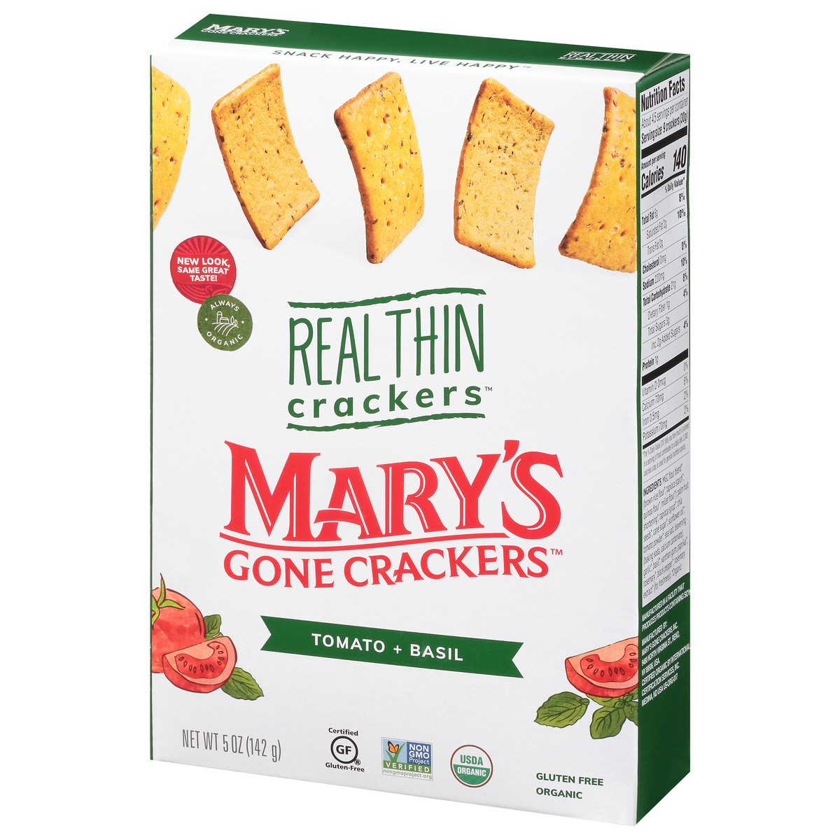 slide 9 of 12, Mary's Gone Crackers Gluten Free Real Thin Cracker Tomato Basil, 5 oz