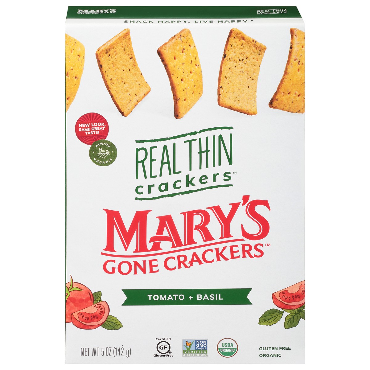 slide 1 of 12, Mary's Gone Crackers Gluten Free Real Thin Cracker Tomato Basil, 5 oz