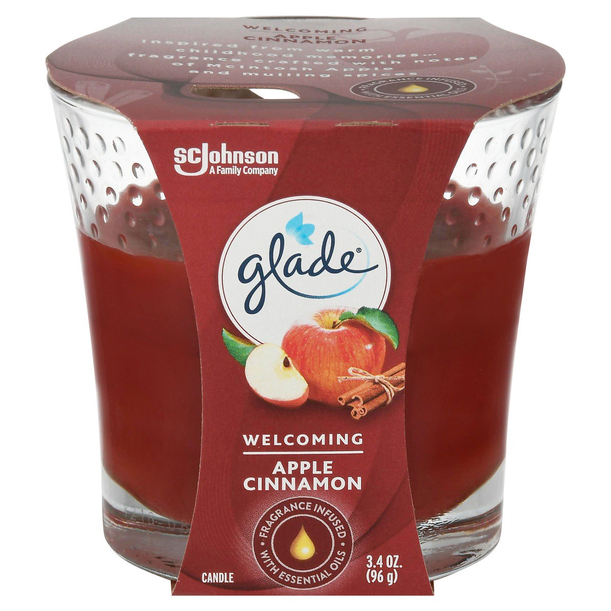 slide 1 of 5, Glade Apple Cinnamon Candle, 3.4 oz