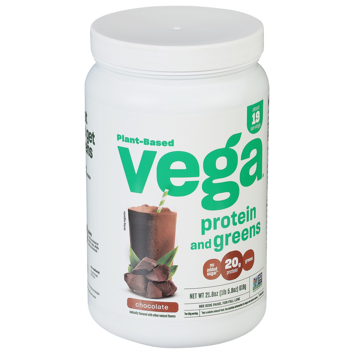 slide 2 of 9, Vega Protein & Greens Chocolate Protein Powder, 21.8 oz