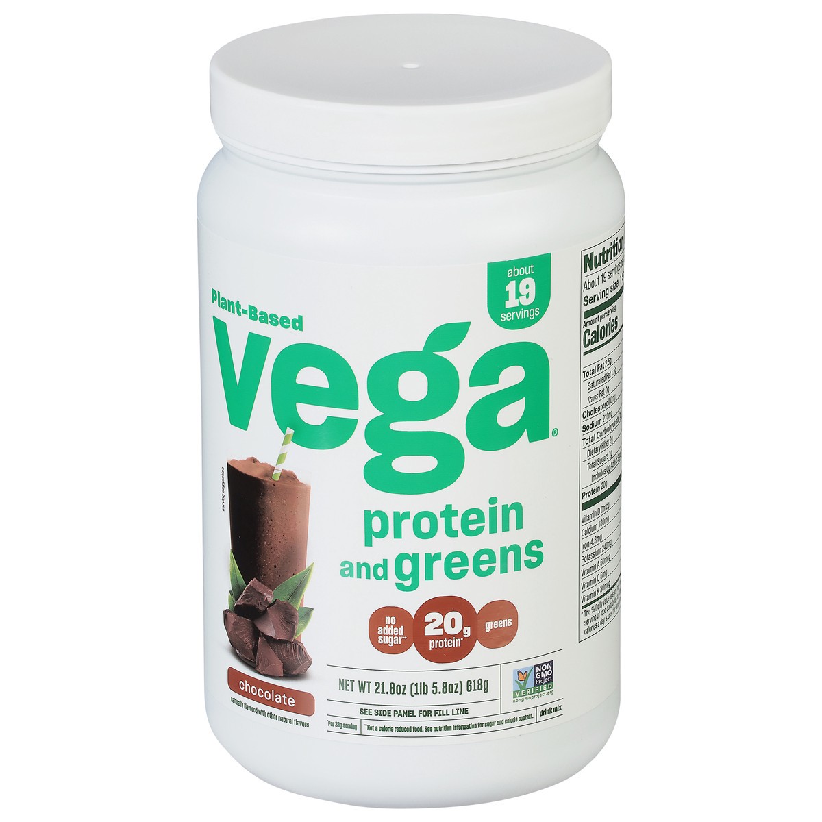 slide 3 of 9, Vega Protein & Greens Chocolate Protein Powder, 21.8 oz