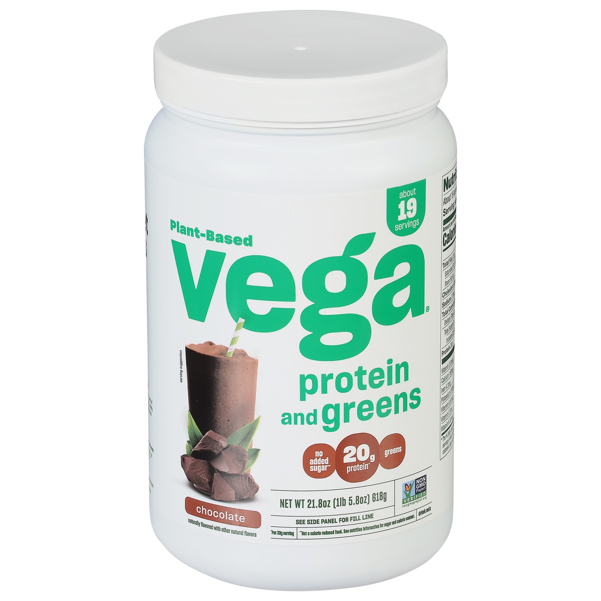 slide 1 of 9, Vega Protein & Greens Chocolate Protein Powder, 21.8 oz