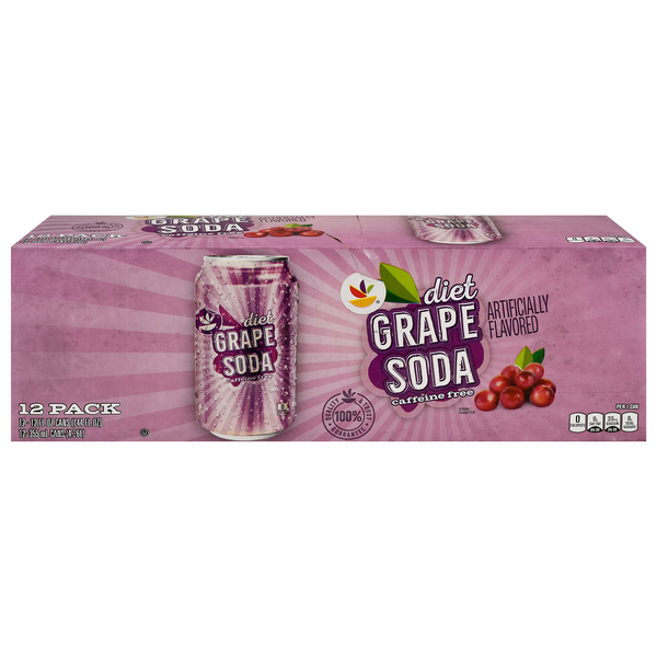 slide 1 of 1, Our Brand Diet Grape Soda - 12 pk, 12 ct; 12 oz