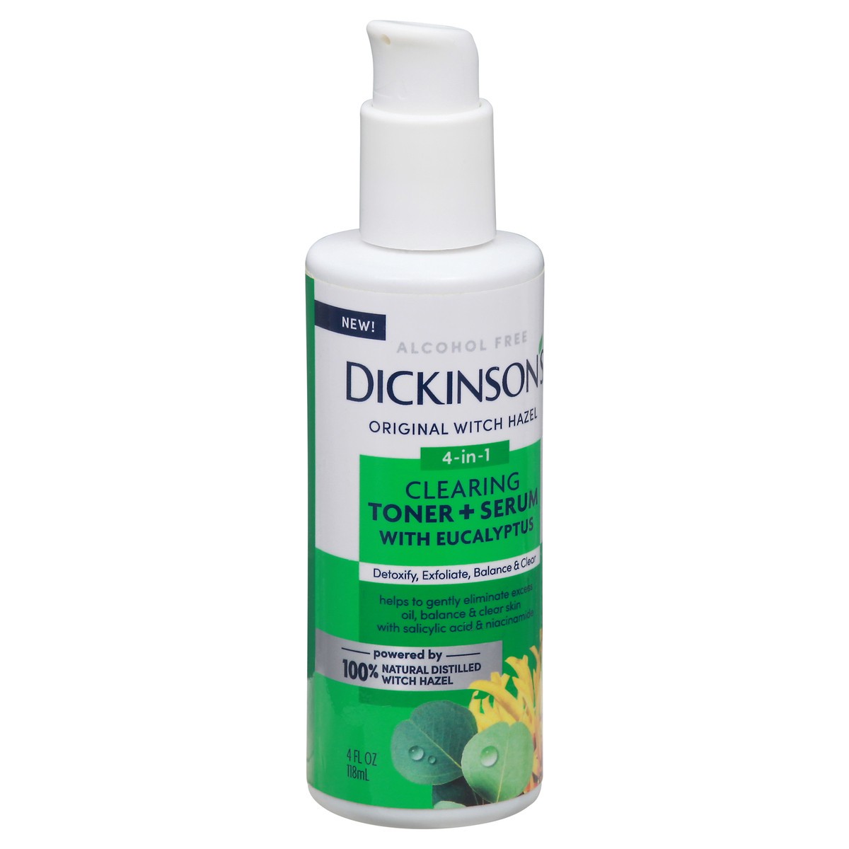 slide 11 of 12, Dickinson's Dickinsons Dickinson's Toner + Serum, Clearing, With Eucalyptus, 4-In-1, 4 fl oz