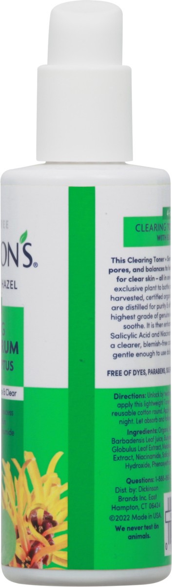 slide 12 of 12, Dickinson's Dickinsons Dickinson's Toner + Serum, Clearing, With Eucalyptus, 4-In-1, 4 fl oz