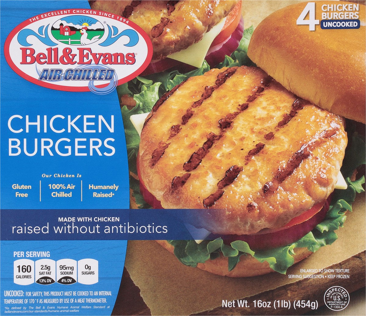 slide 2 of 12, Bell & Evans Chicken Burgers 16 oz, 4 ct; 16 oz