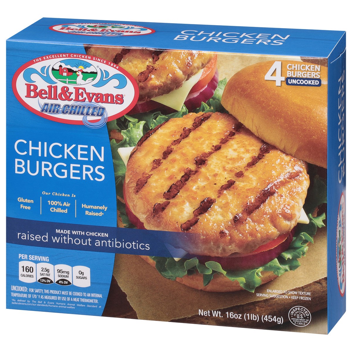 slide 10 of 12, Bell & Evans Chicken Burgers 16 oz, 4 ct; 16 oz