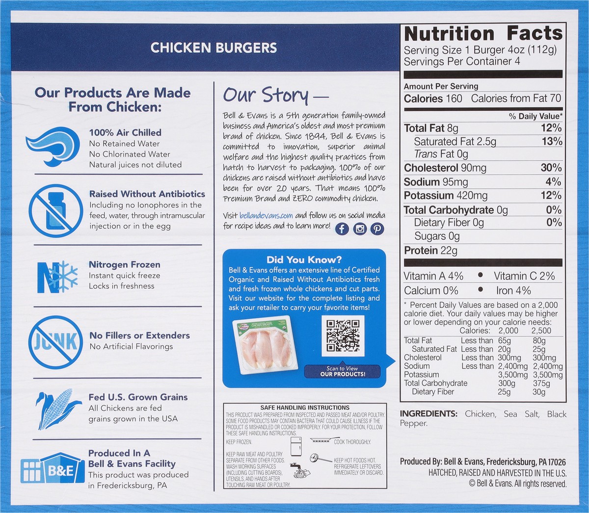 slide 9 of 12, Bell & Evans Chicken Burgers 16 oz, 4 ct; 16 oz