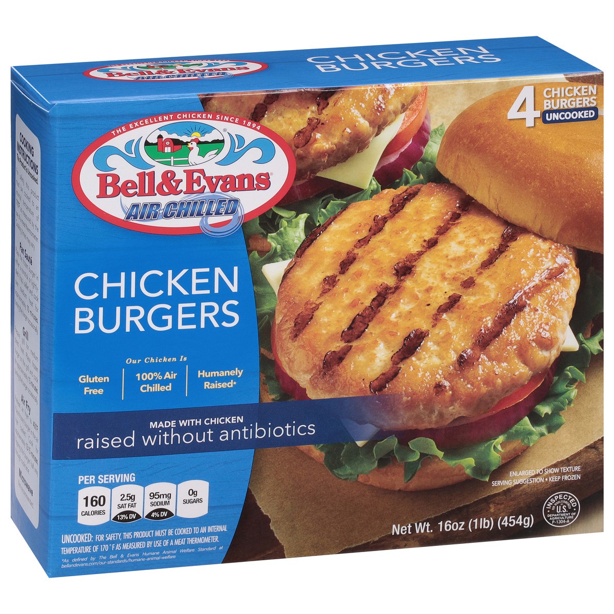 slide 8 of 12, Bell & Evans Chicken Burgers 16 oz, 4 ct; 16 oz