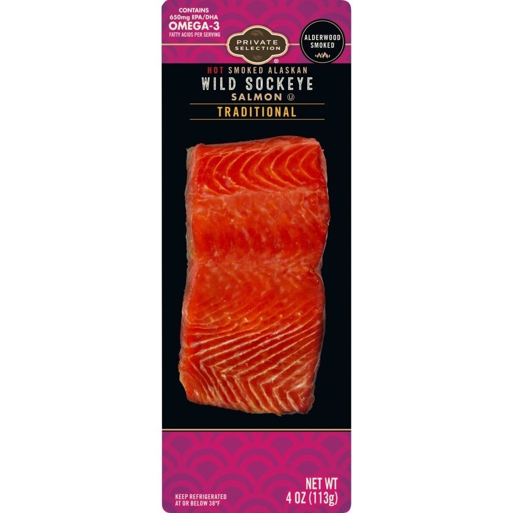 slide 1 of 1, Private Selection Traditional Wild Alaskan Sockeye Alderwood Smoked Salmon, 4 oz