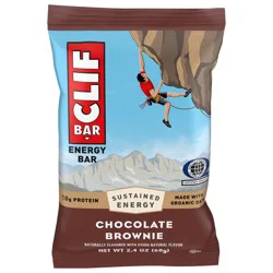 CLIF BAR - Chocolate Brownie Flavor - Made with Organic Oats - Energy Bars - Non-GMO - Plant Based Protein Bars - 2.4 oz