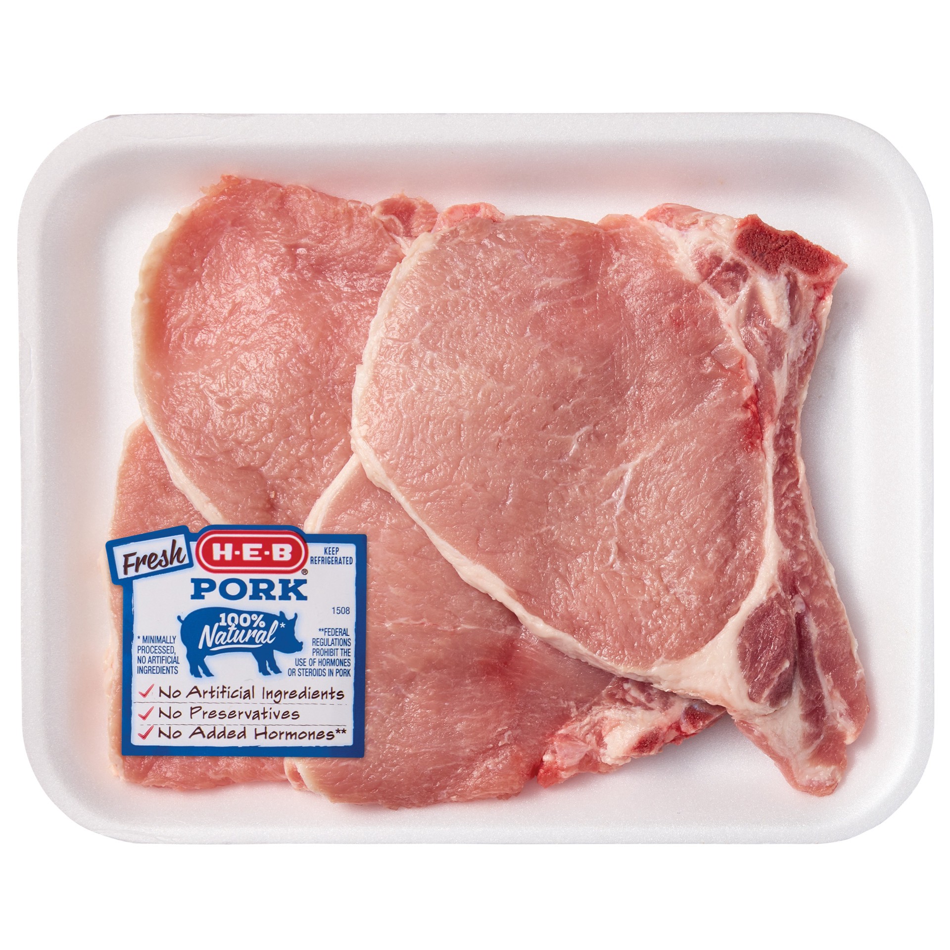 slide 1 of 1, H-E-B Bone-in Center Loin Pork Chops, Thin Cut, per lb