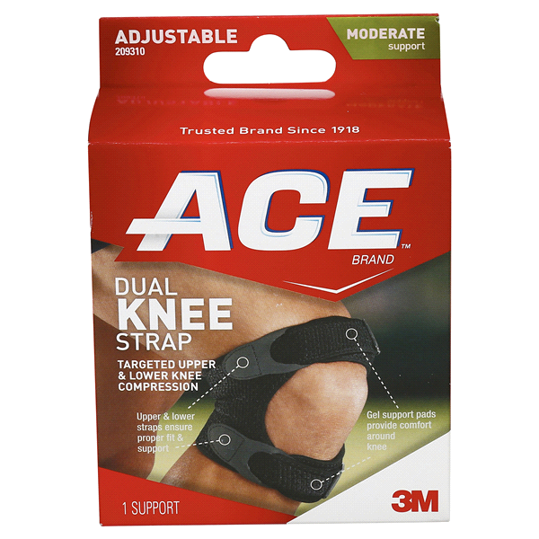 slide 1 of 8, Ace Dual Knee Strap Moderate Support, One Size