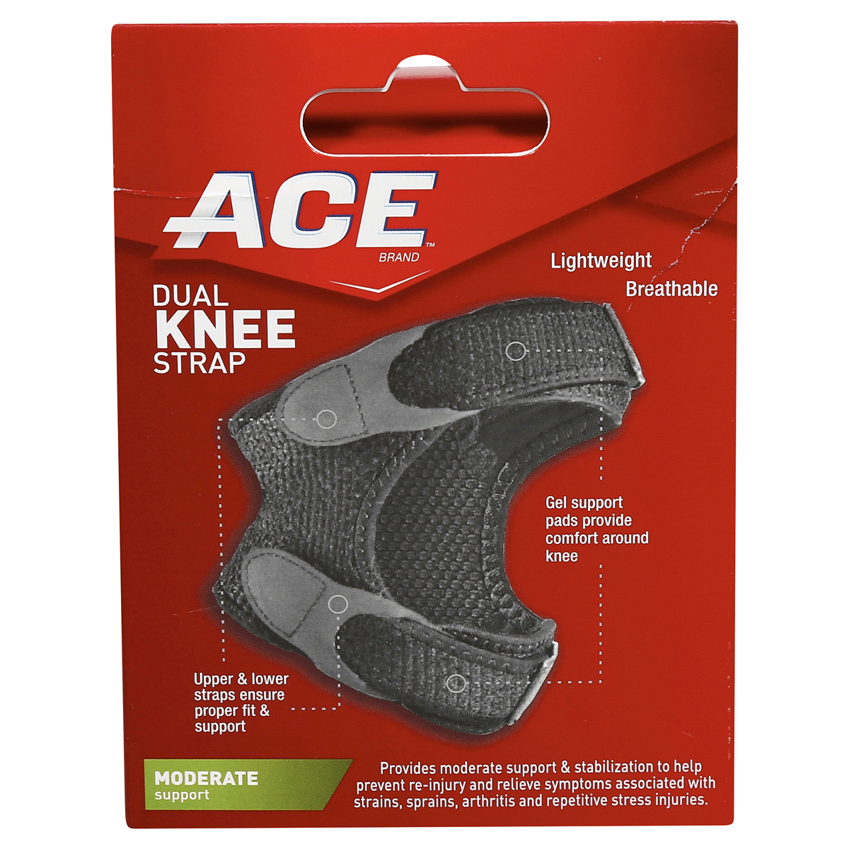 slide 6 of 8, Ace Dual Knee Strap Moderate Support, One Size