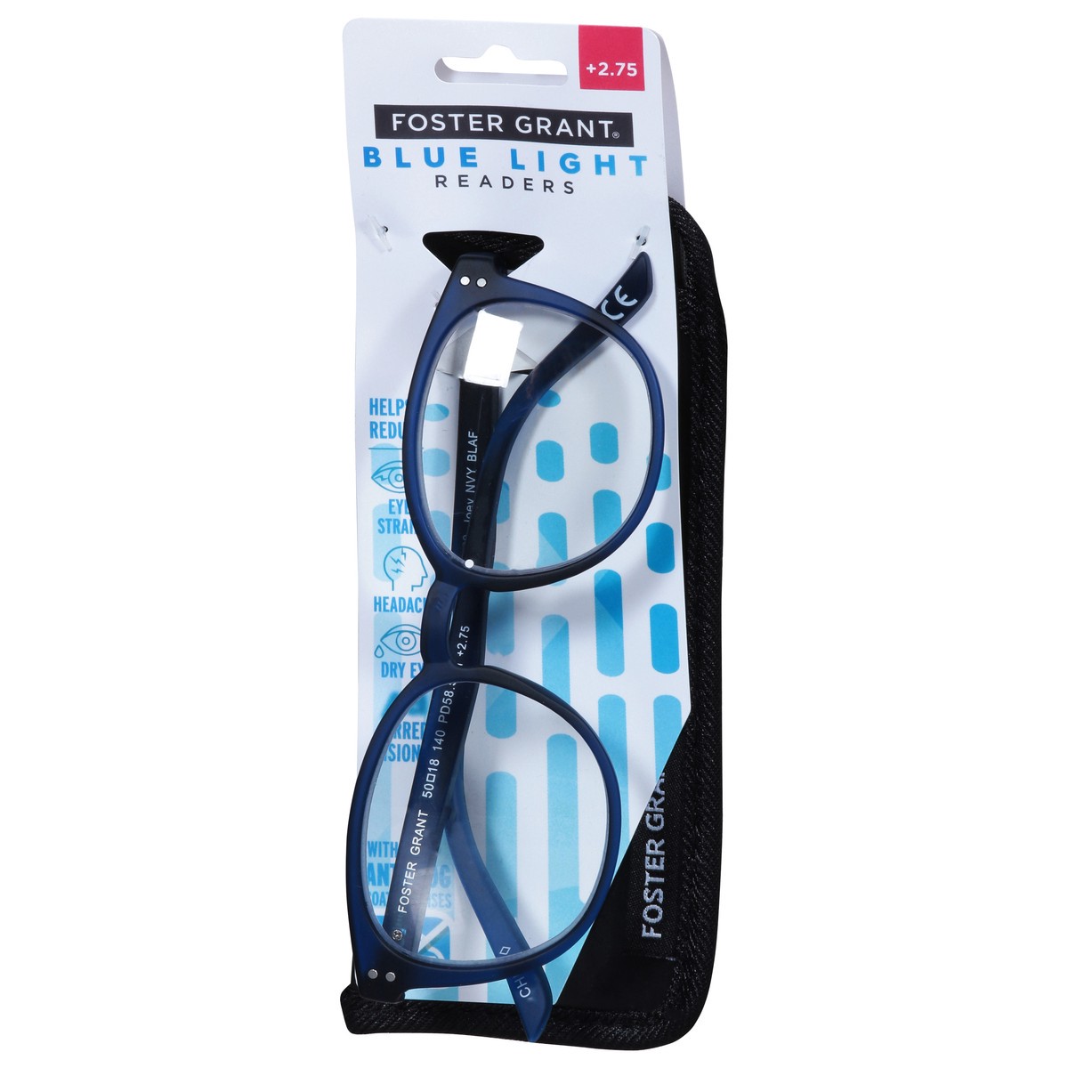 slide 11 of 11, Foster Grant +2.75 Joey NVY BLAF Blue Light Readers 1 ea, 1 ct