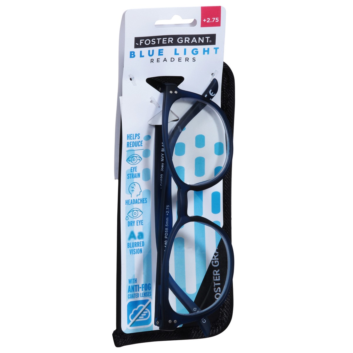 slide 2 of 11, Foster Grant +2.75 Joey NVY BLAF Blue Light Readers 1 ea, 1 ct